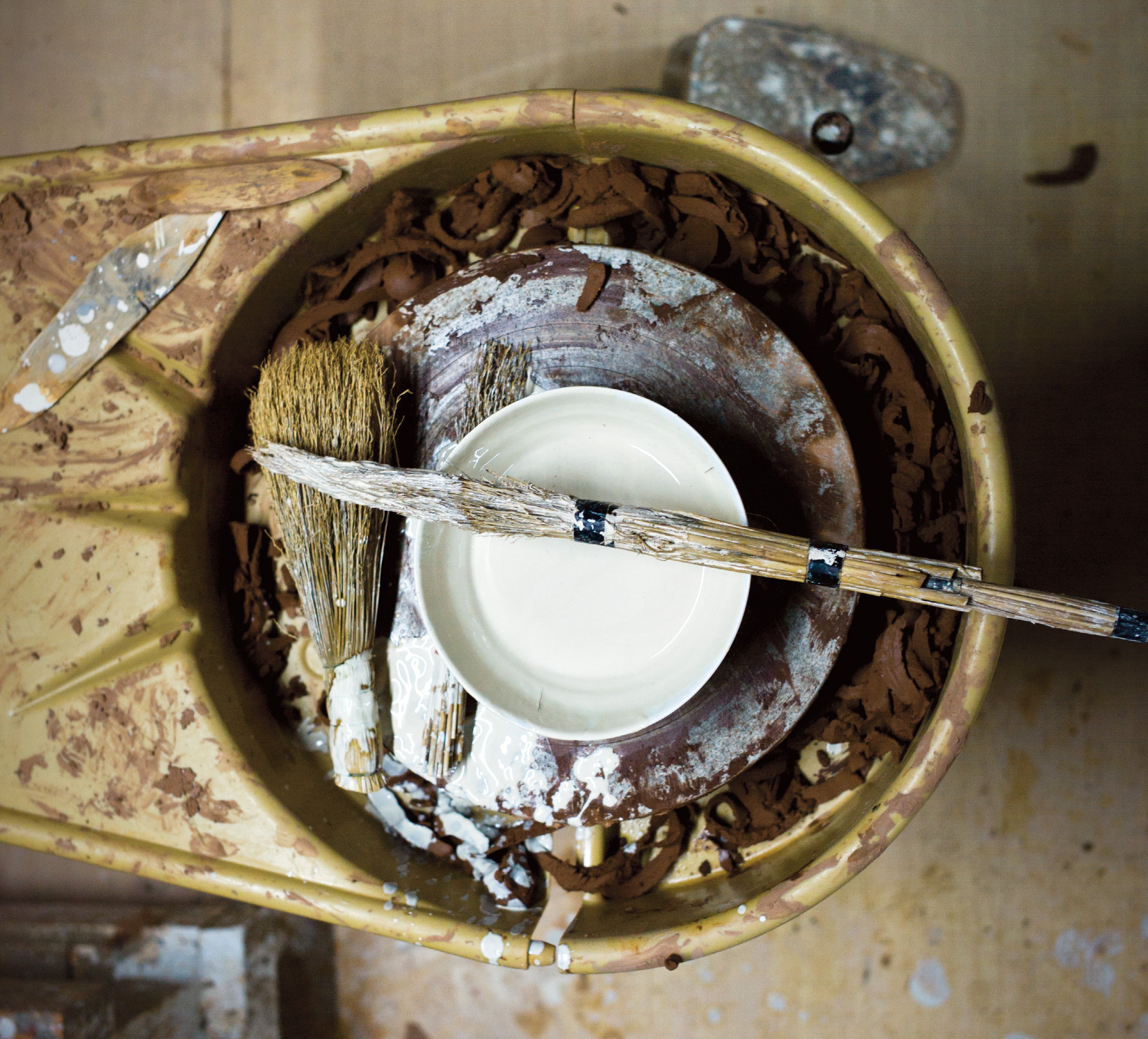 Kang-hyo Lee's wheel at his studio in South Korea