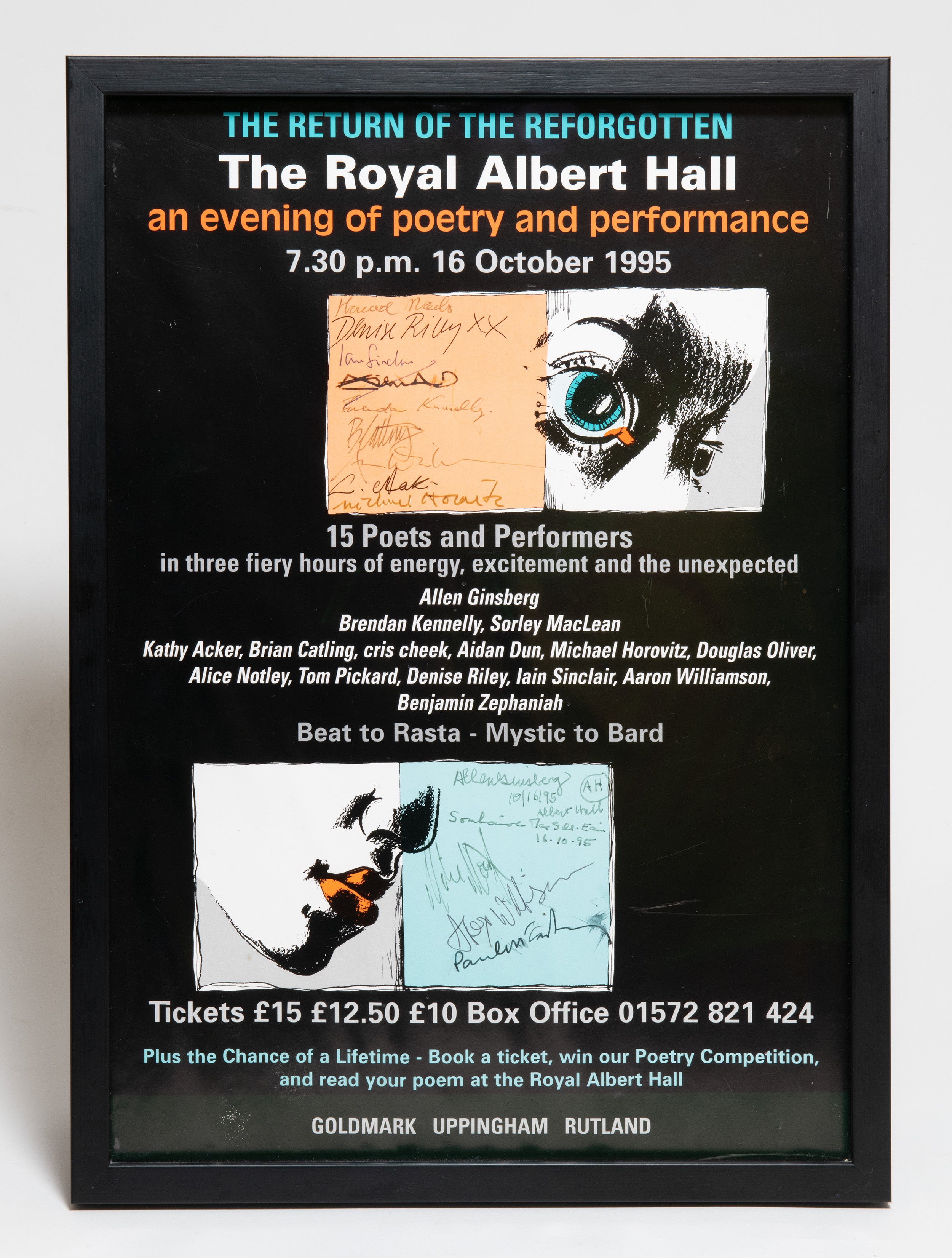 Signed poster for the Royal Albert Hall launch of Aidan Dun's Vale Royal, designed by Rigby Graham, 1995