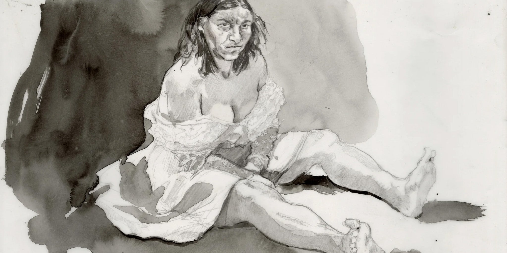 Detail from Bertha, signed pen and wash preparatory drawing from Jane Eyre by Paula Rego