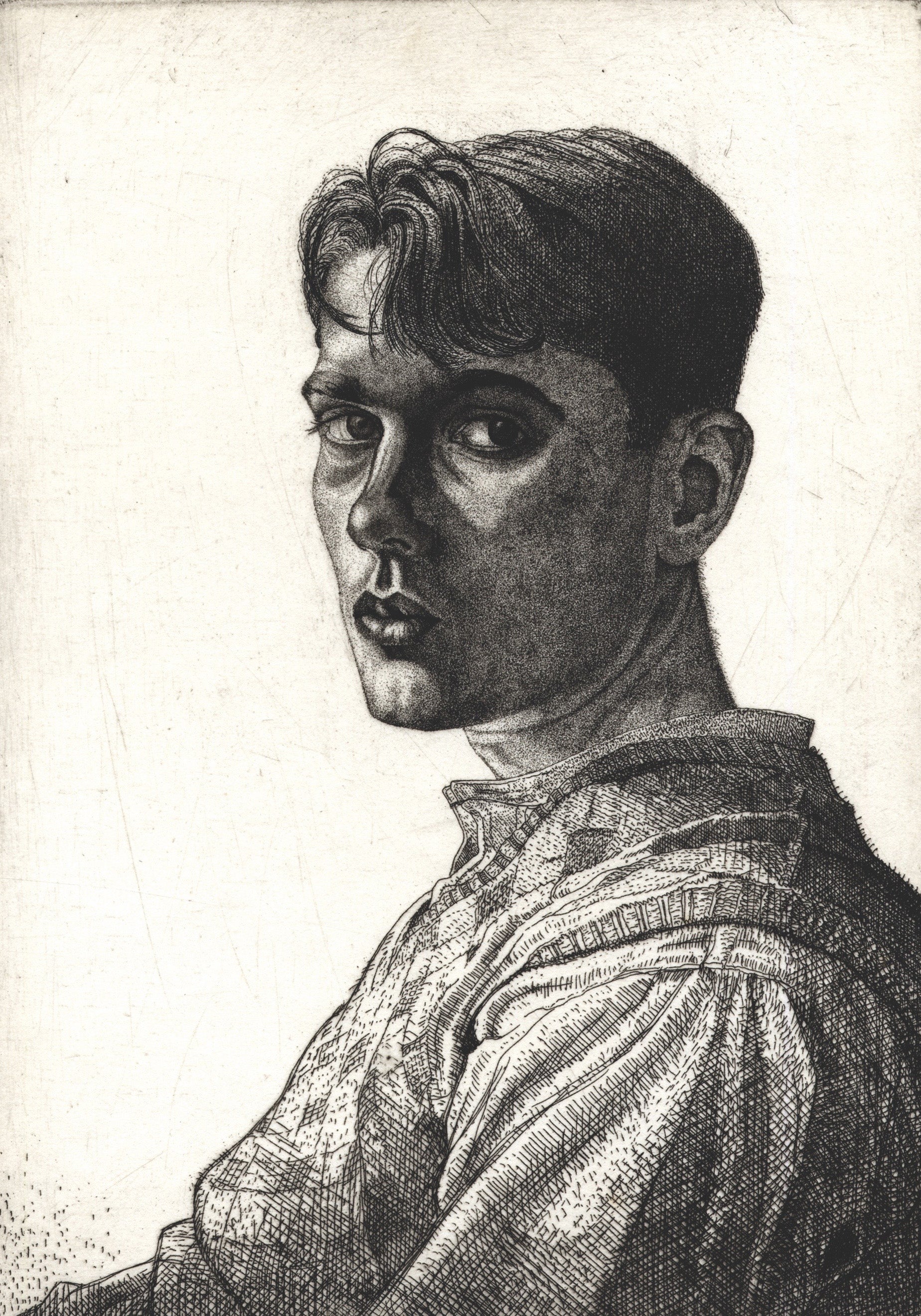 Edgar Holloway, Self Portrait No 6, etching, 1932