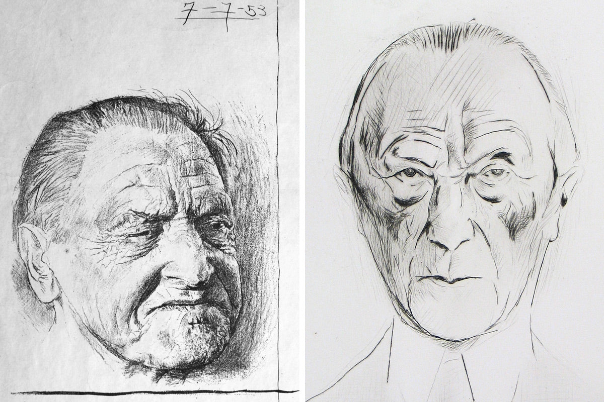 Graham-Sutherland-Portrait-Studies-Somerset-Maugham-Konrad-Adenauer