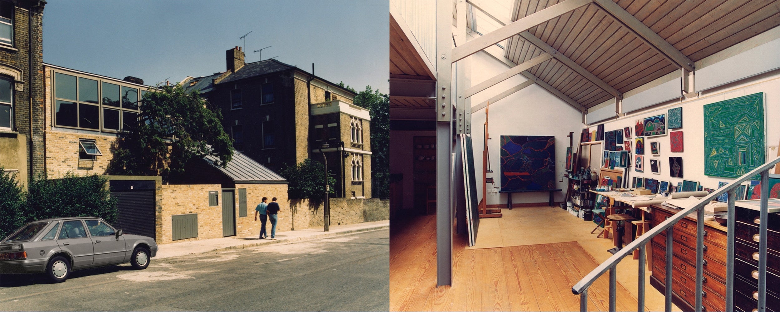 House’s studio designed by MJ Long, joint architect of the British Library, National Maritime Museum in Falmouth, Pallant House’s new wing extension, and numerous artist studios, including Frank Auerbach, R.B. Kitaj, and Peter Blake