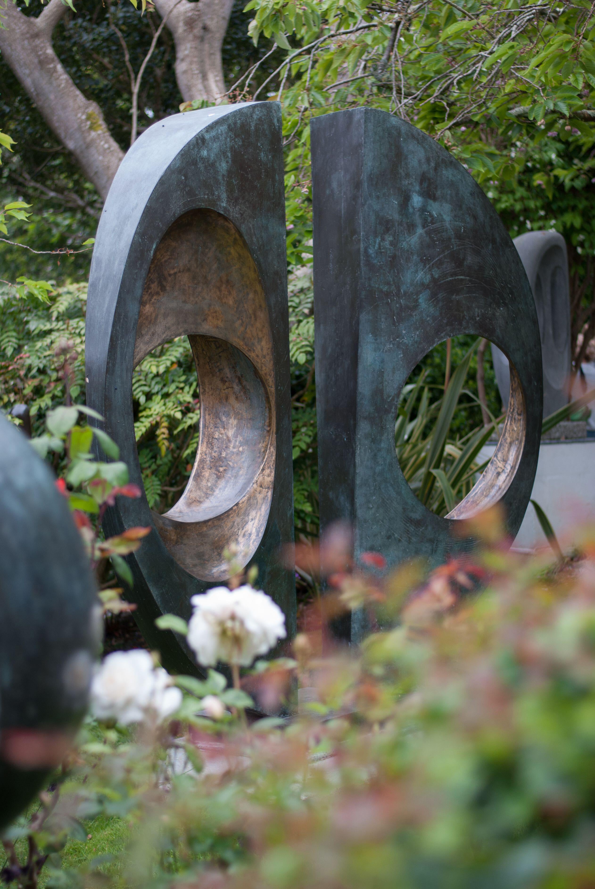 Barbara Hepworth, Two Forms (Divided Circle) in Hepworth's garden