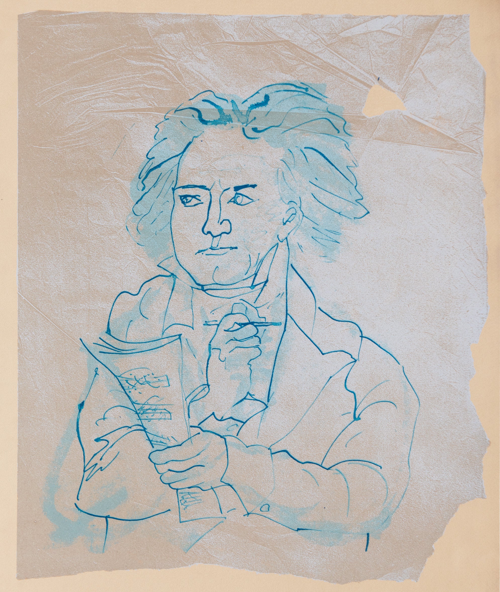 Portrait of Beethoven by Ceri Richards, screenprint, 1970