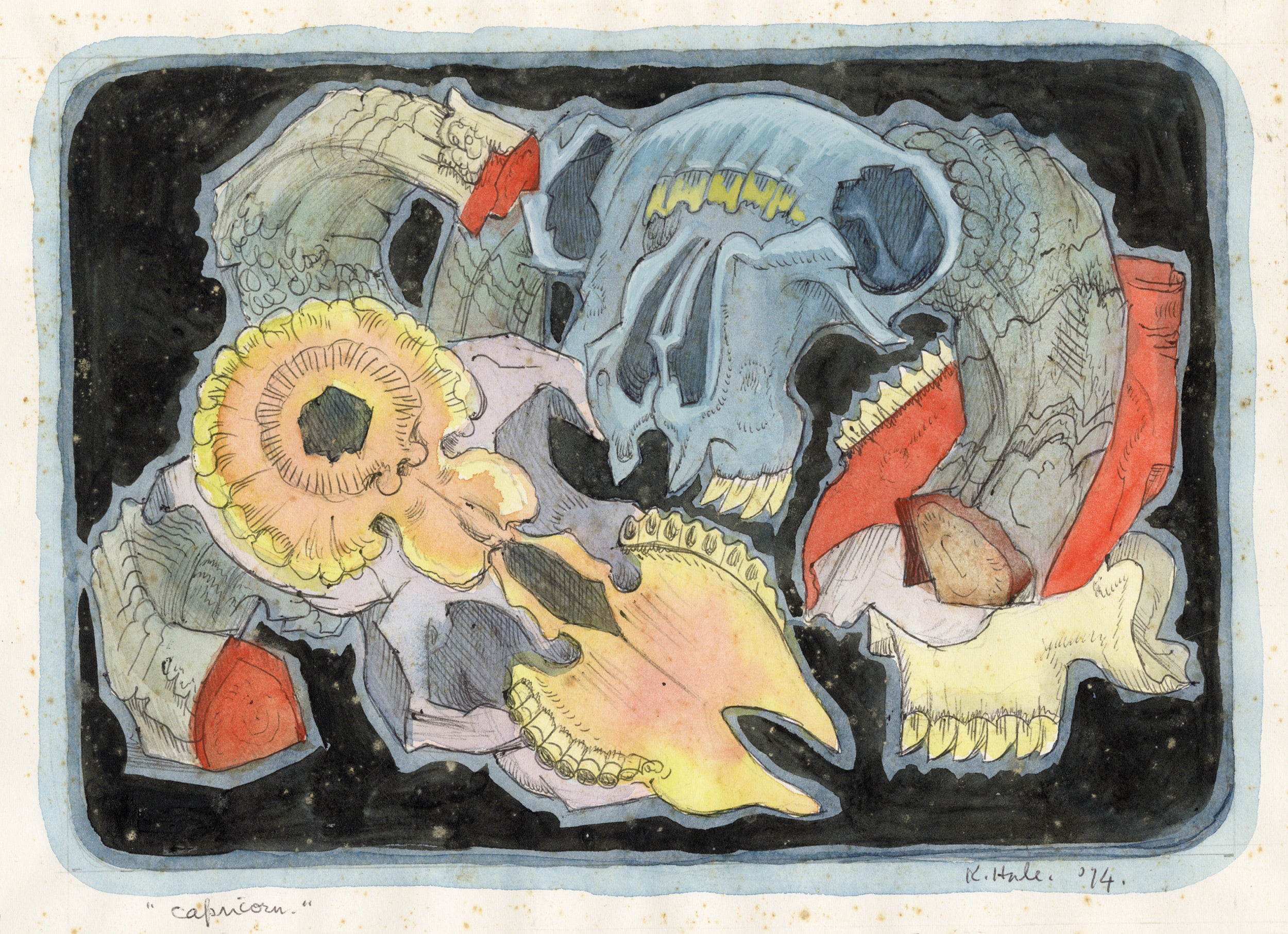 Capricorn, 1994, watercolour, gouache & ink