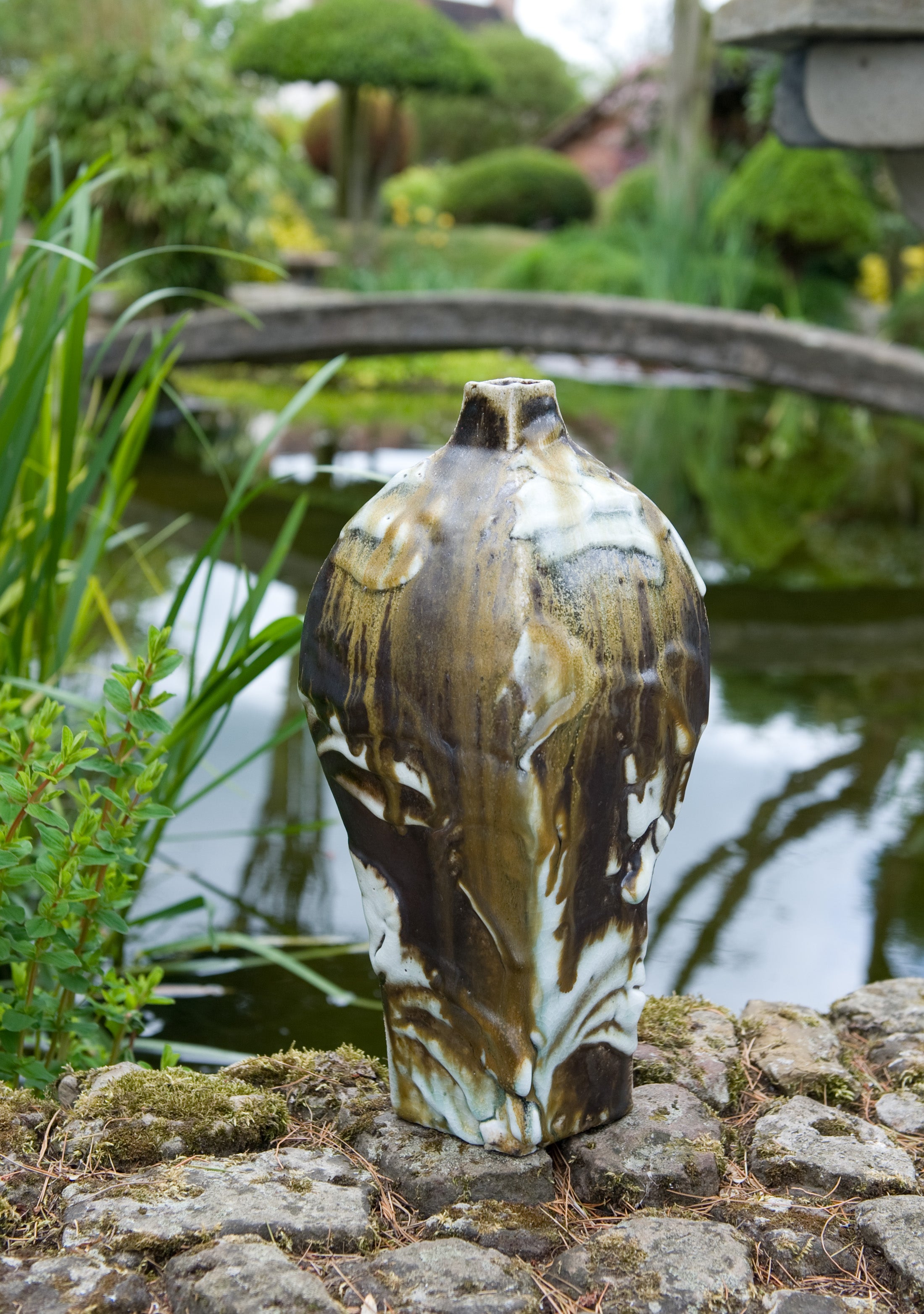 Ken Matsuzaki, Vase, shino & natural ash glaze