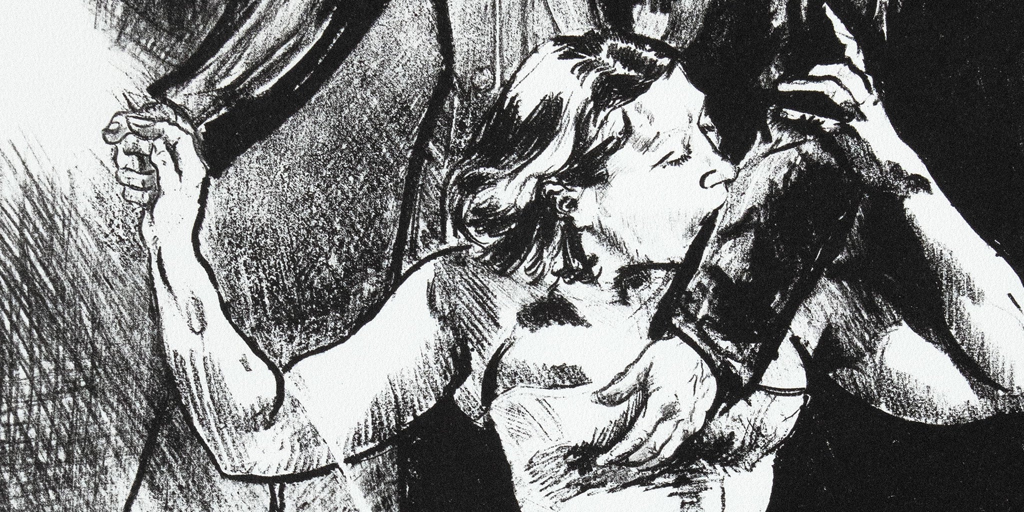 detail from Biting, signed original lithograph by Paula Rego from her Jane Eyre suite, 2001-2002 