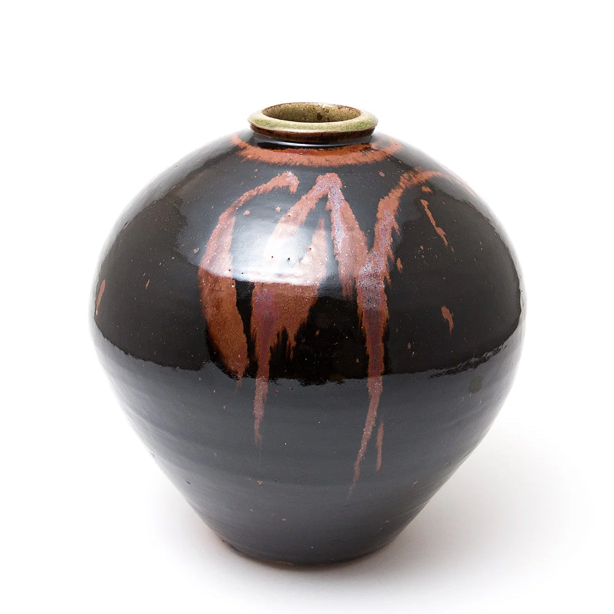 Large Jar, Tenmoku glaze with iron brush pattern