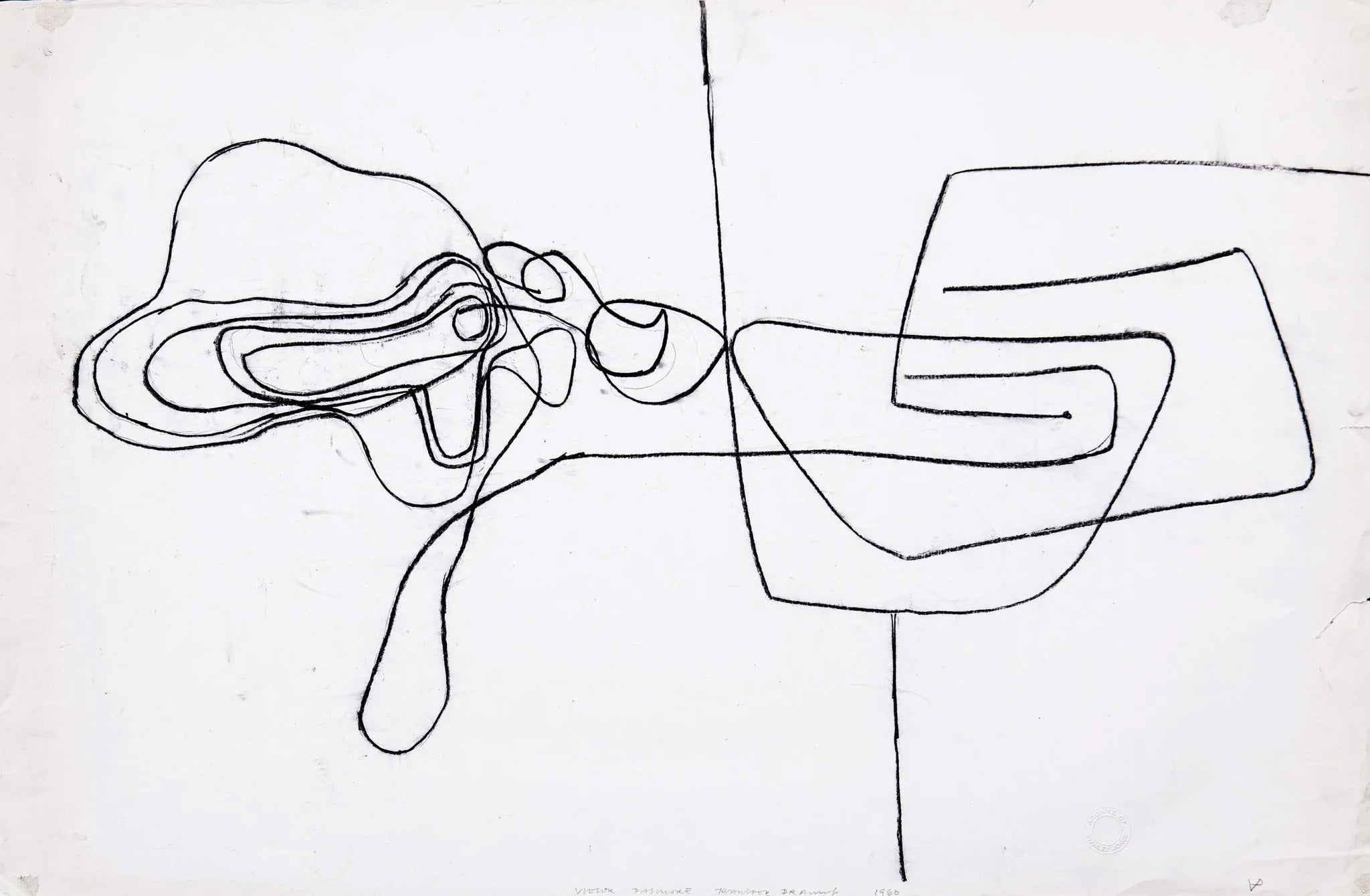 Victor Pasmore, Points of Contact No 3, 1965, charcoal