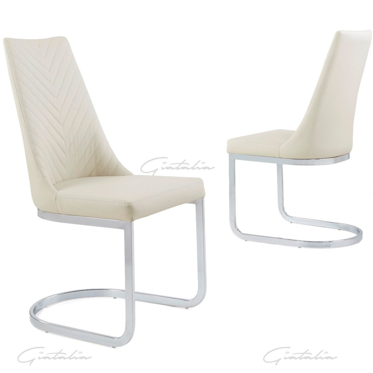 cream dining chairs with chrome legs