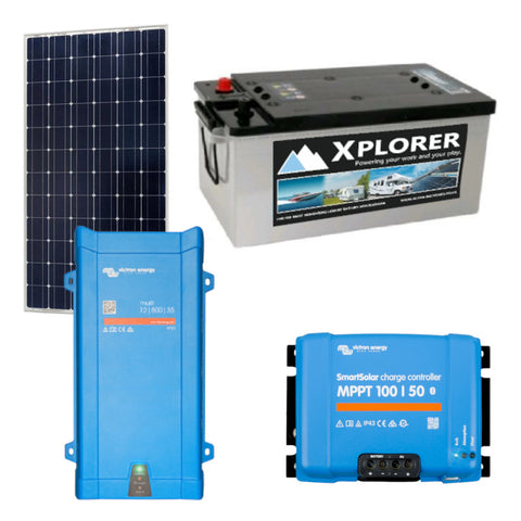 Solar panel kit with leisure battery and inverter