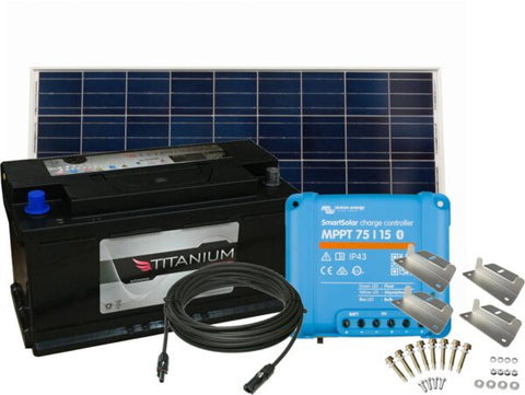 110Ah Leisure Battery, 115W Solar Panel Kit with Charge Controller