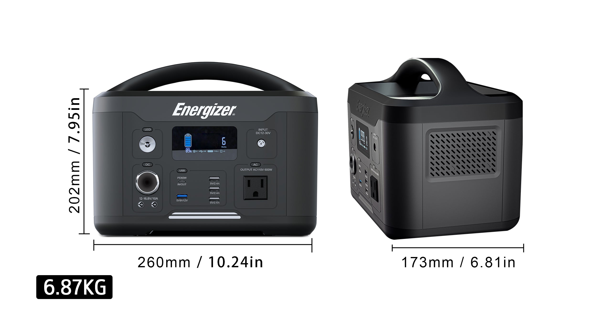 Energizer 320Wh Portable Power Station 100000mAh LiFePO4 Batteries Solar  Generator Sine Wave 300W Peak 600W Backup Power for Outdoors Camping Travel