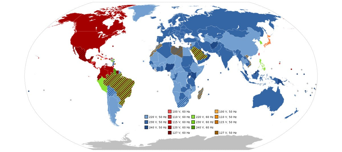 Countries have different voltages and frequencies