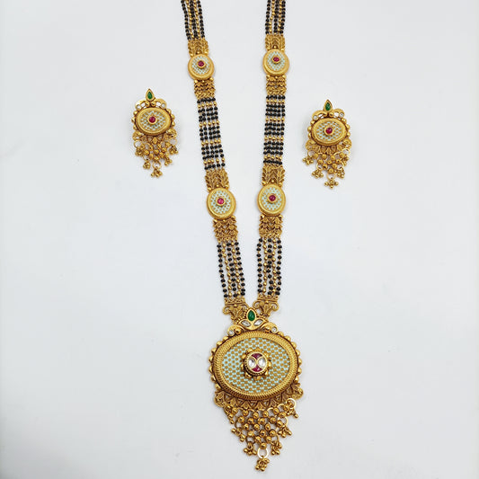 Attractive Oval Shaped Rajwadi Long Mangalsutra