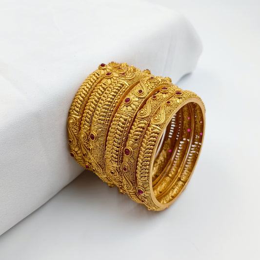 Alluring Designer Temple Bangles Set