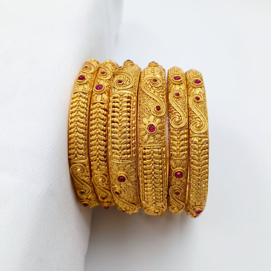 Alluring Designer Temple Bangles Set