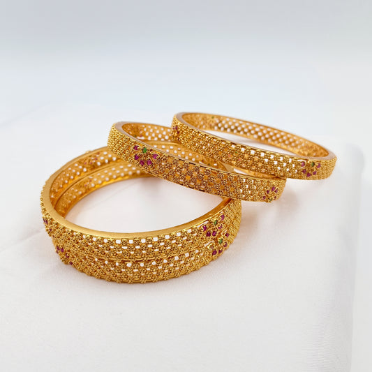 Graceful Floret Designer Temple Bangles Set