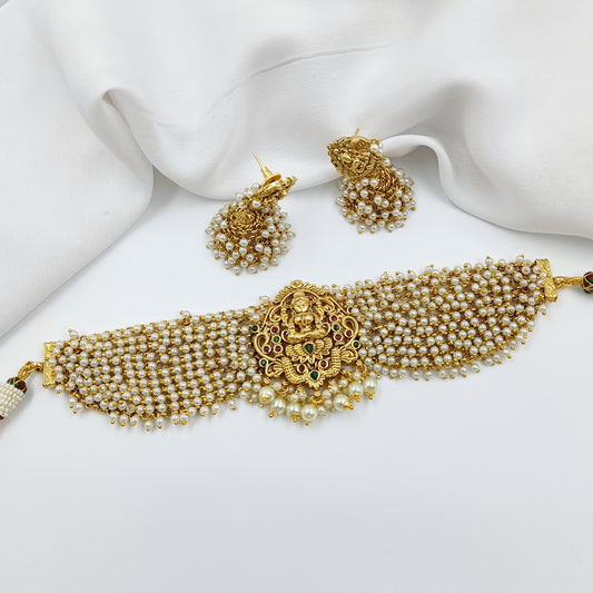 Lord lakshmi Designer Pearls Studded Choker Set