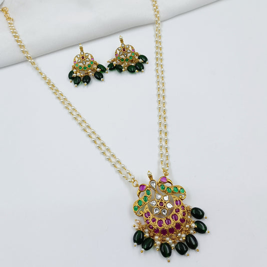 Half Moon Peacock Designer Necklace Set