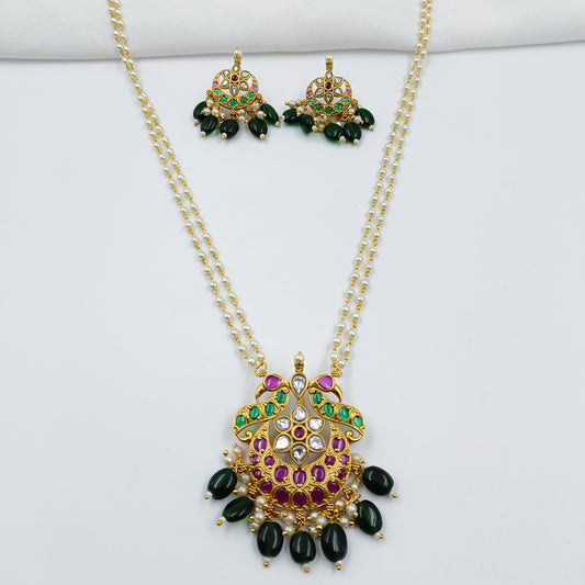 Half Moon Peacock Designer Necklace Set