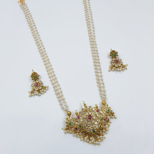 Unique Peacock Designer Pearls Necklace Set