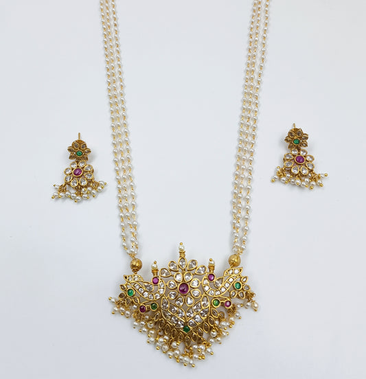 Unique Peacock Designer Pearls Necklace Set