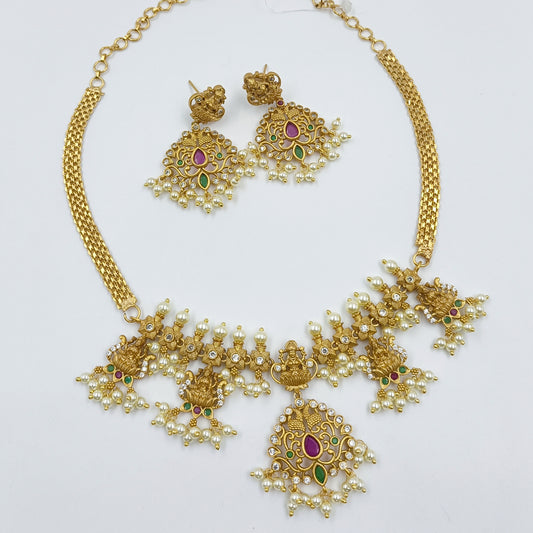 Attractive Lord Lakshmi Designer Short Necklace Set