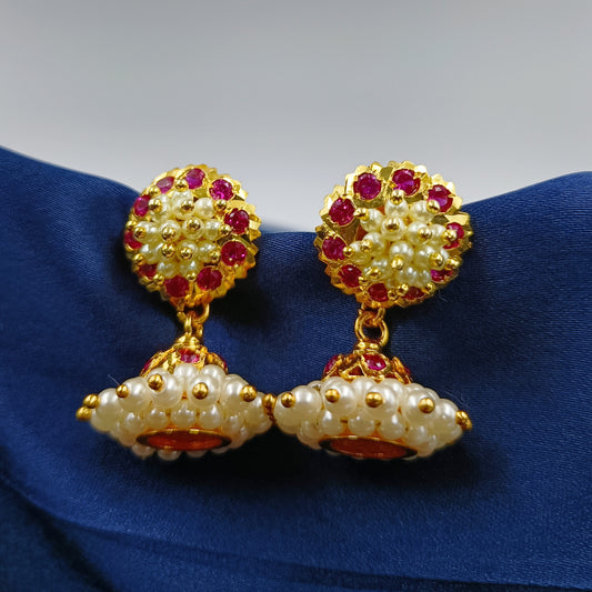 Traditional Floret Designer Pearls Jhumka