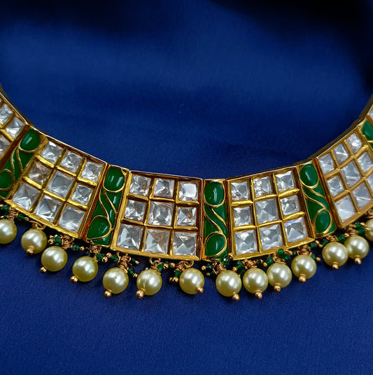 Precious Square Shaped Kundan Necklace Set