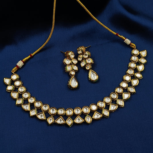 Dazzling Unique Designer Kundan Necklace Set