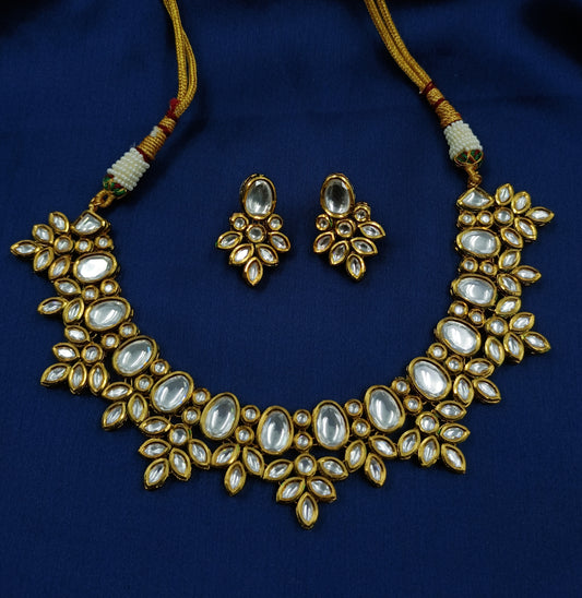 Blooming Leaf Designer Kundan Necklace Set