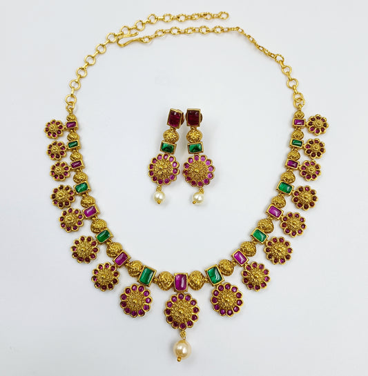 Multi Colour Floral Designer Necklace