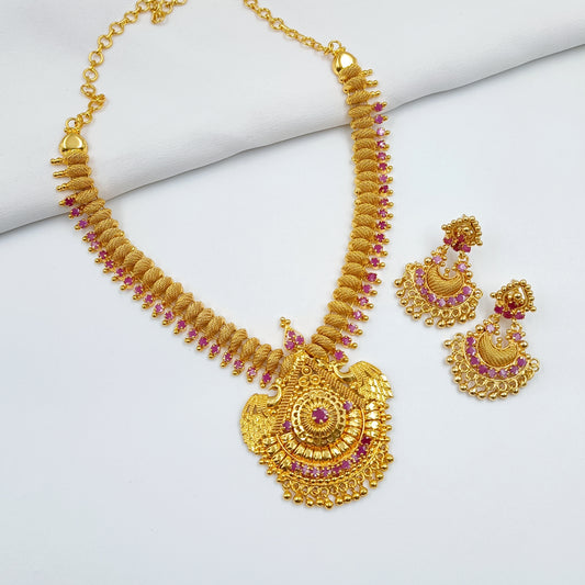 Pretty Peacock Designer Short Necklace Set