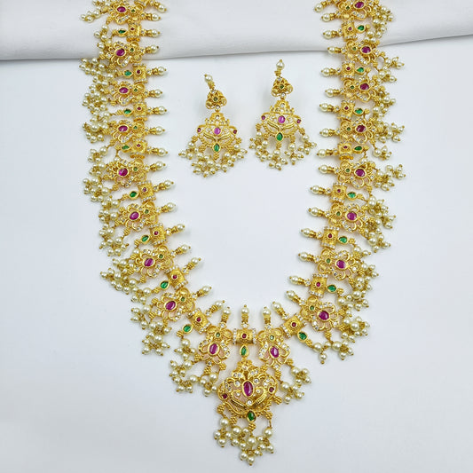 Trendy South Indian Designer Pearls Long Set