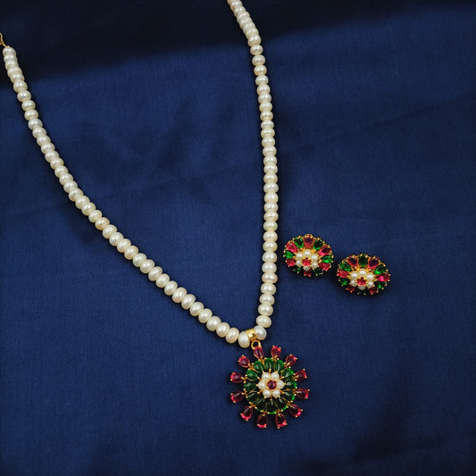 Multicolor Floret Designer Real Pearls Set