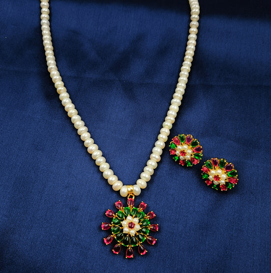 Multicolor Floret Designer Real Pearls Set