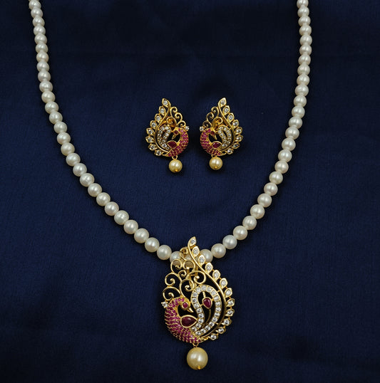 Pretty Peacock Designer Fresh water Pearls Set