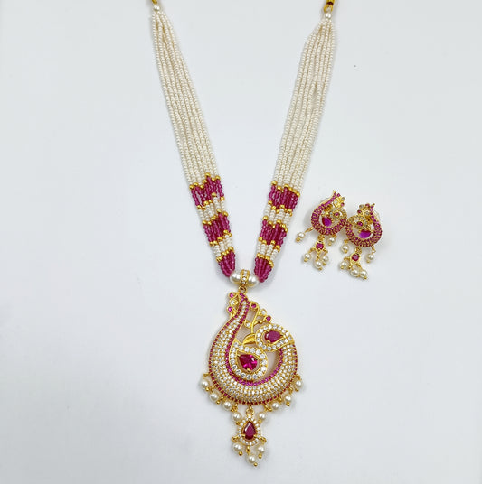 Graceful Peacock Designer Chida Beads Pearls Set