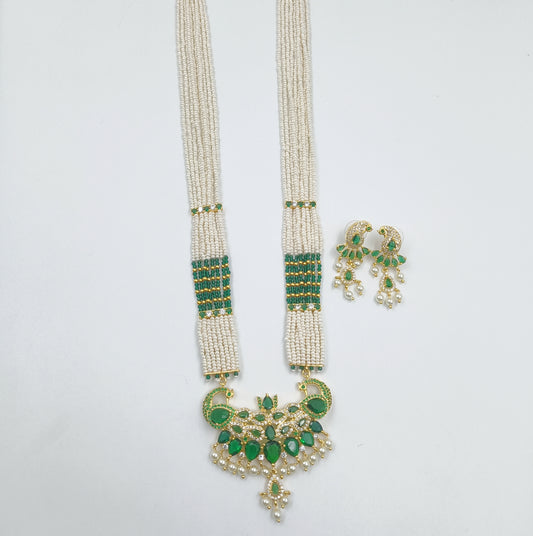 Attractive Peafowl Designer Long Pearl Set