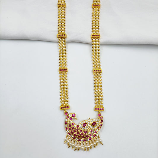 Attractive Peacock Designer Long Necklace Set