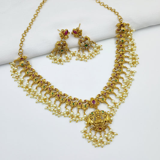 Royal Laxmi Designer Short Pearls Necklace Set
