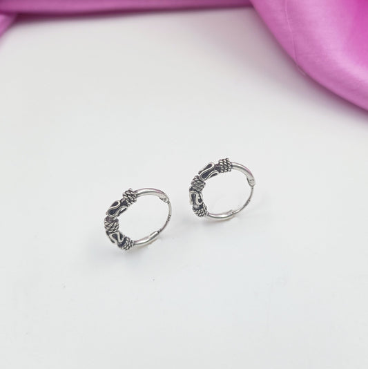 92.5 Silver Oxidize Designer Hoop Earring Shree Radhe Pearls