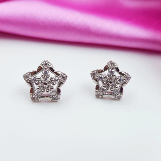 92.5 Silver Star Design Studd Shree Radhe Pearls