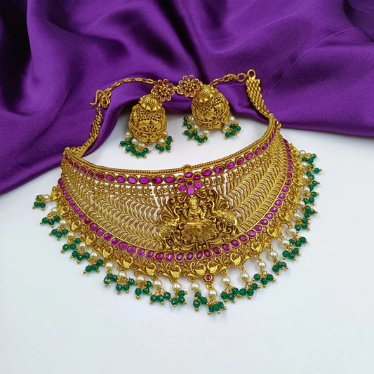 Matte Polish Choker Set Shree Radhe Pearls