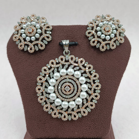 Oxidised Plating Zircon Stone Studded Pendant Set Shree Radhe Pearls