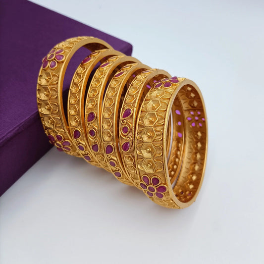 Temple Bangles Set Shree Radhe Pearls