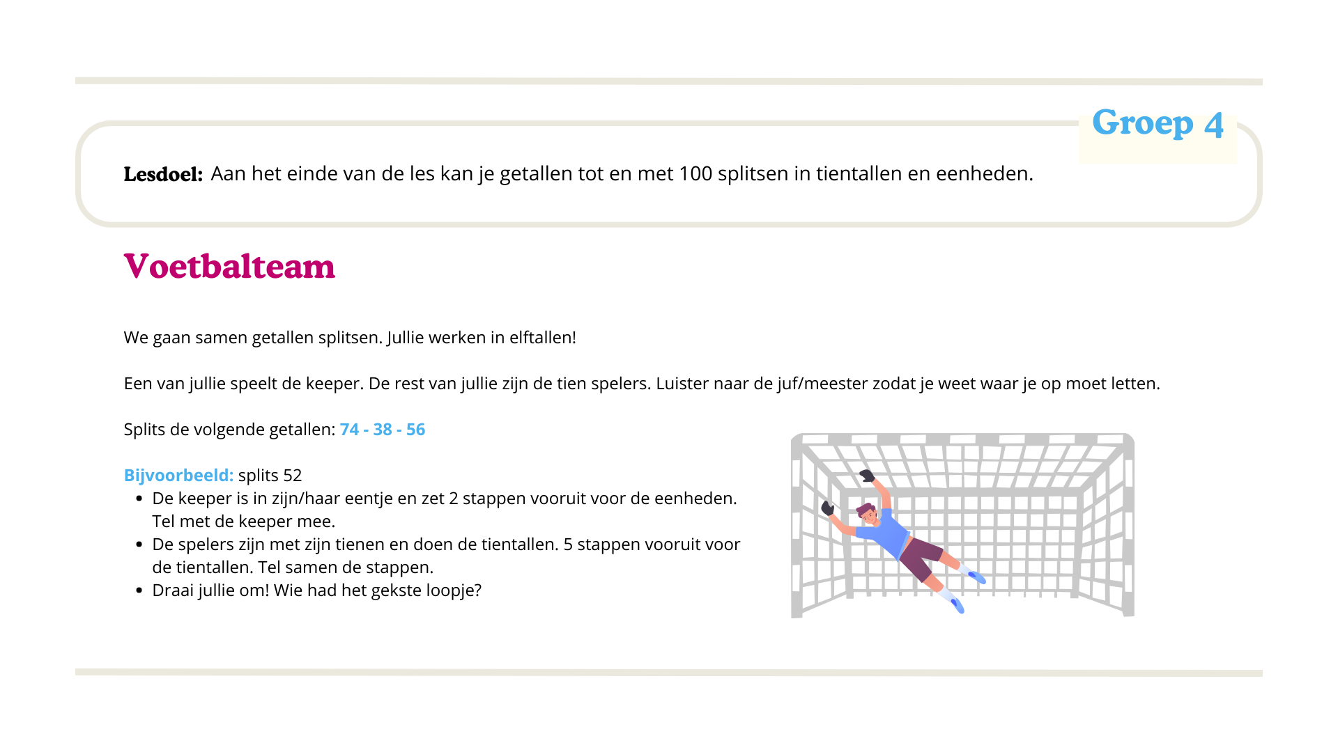 Opdracht voor Bewegend Leren | Voetbalteam | Groep 4