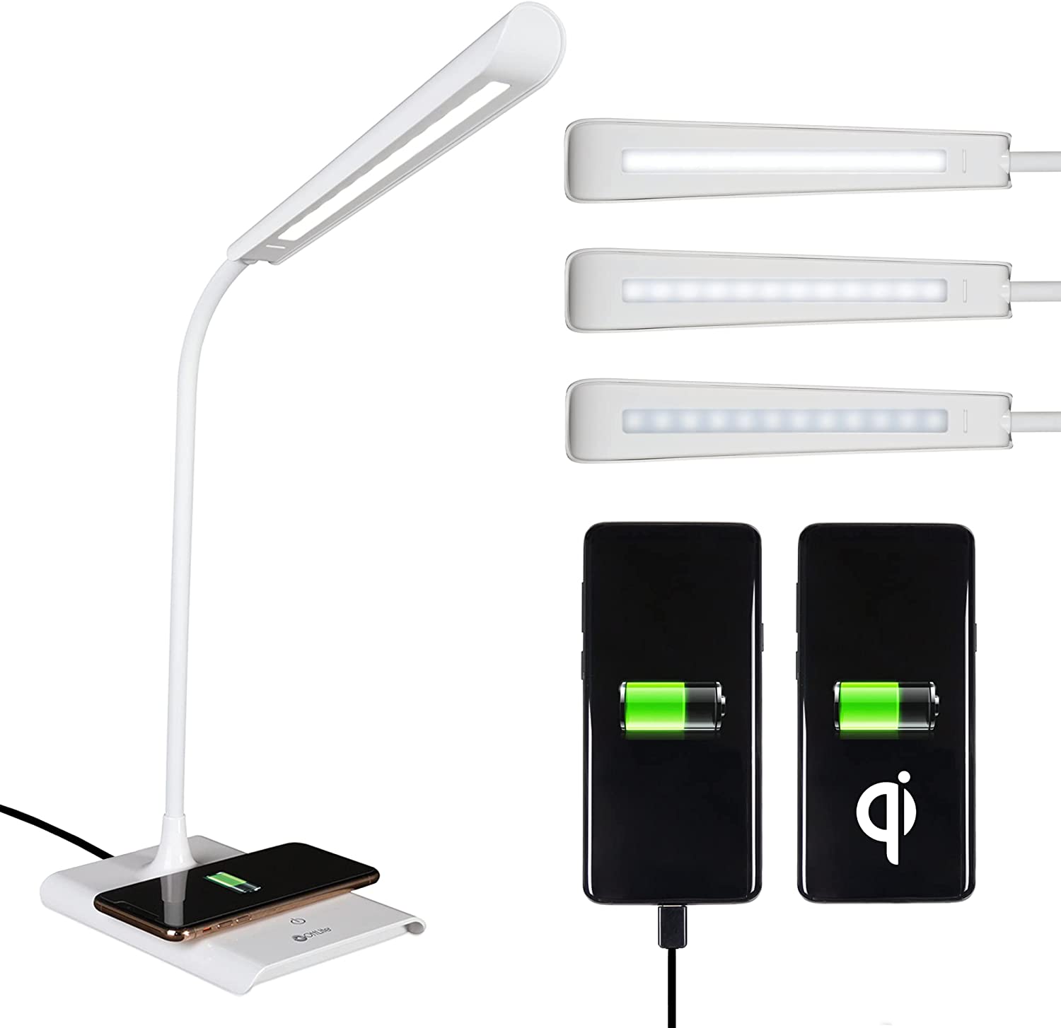 OttLite Entice LED Desk Lamp with Wireless Charging - White