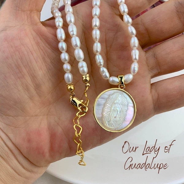 Jewelry - pearls - faith - Mary - Our Lady - Christian accessory - Aparecida- Guadalupe - women's necklace - Virgin Mary - Marian